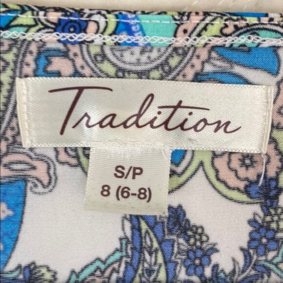 Tradition Paisley Blouse Draped Neck Flutter Sleeves Sz Small - Picture 5 of 6